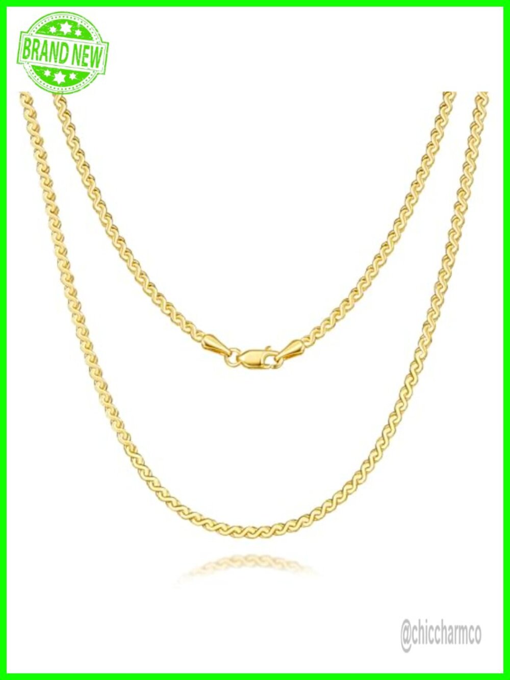 14K Gold Plated Thin Chain Necklace 2.1mm Lobster Clasp 18in